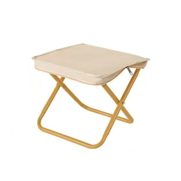 Elosung Beige Outdoor Folding Stool With Carrying Handle Portable Camping Seat Fishing Chair Collapsible Zipper For Outdoors Queueing And More Camping