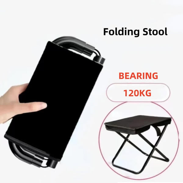 Elosung Beige Outdoor Folding Stool With Carrying Handle Portable Camping Seat Fishing Chair Collapsible Zipper For Outdoors Queueing And More Camping