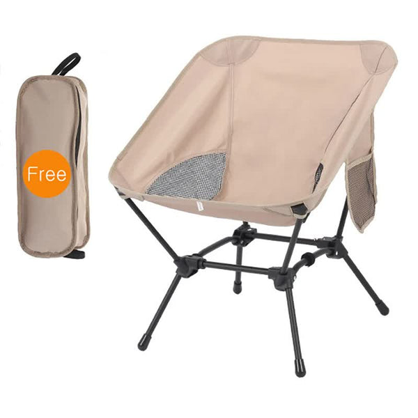 Elosung Beige Portable Lightweight Folding Beach Chair Compact Fishing With Square Legs For Outdoor Use Camping Chairs