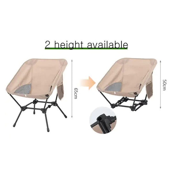 Elosung Beige Portable Lightweight Folding Beach Chair Compact Fishing With Square Legs For Outdoor Use Camping Chairs