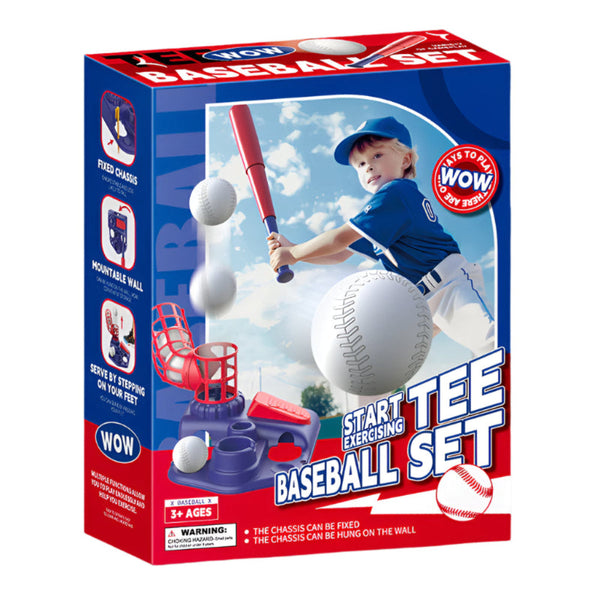 Elosung Blue Pedal Serve Drill Baseball Pitching Training Toy Set Outdoor Parent Child Softball Batting Practice Kit Outdoor Toy Balls