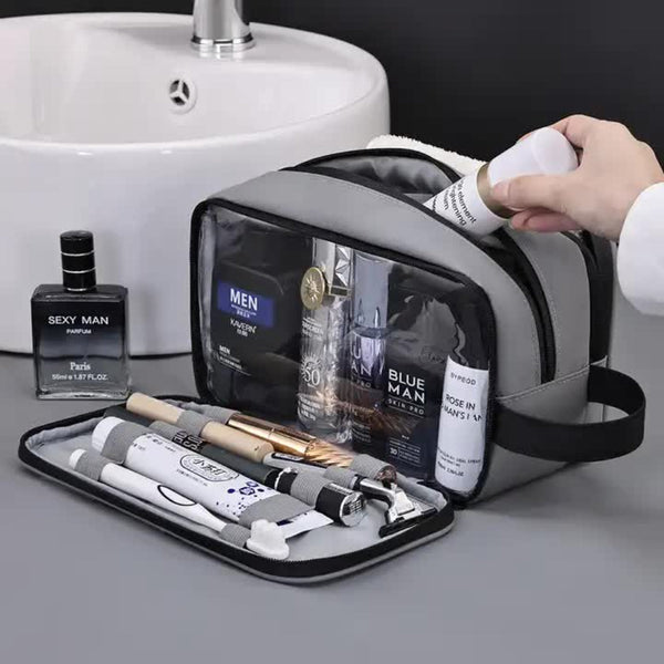 Elosung Black Elite Series 3 Layer Large Capacity Men's Toiletry Bag Portable Travel Cosmetic Organizer With Premium Design Makeup Bags & Cases