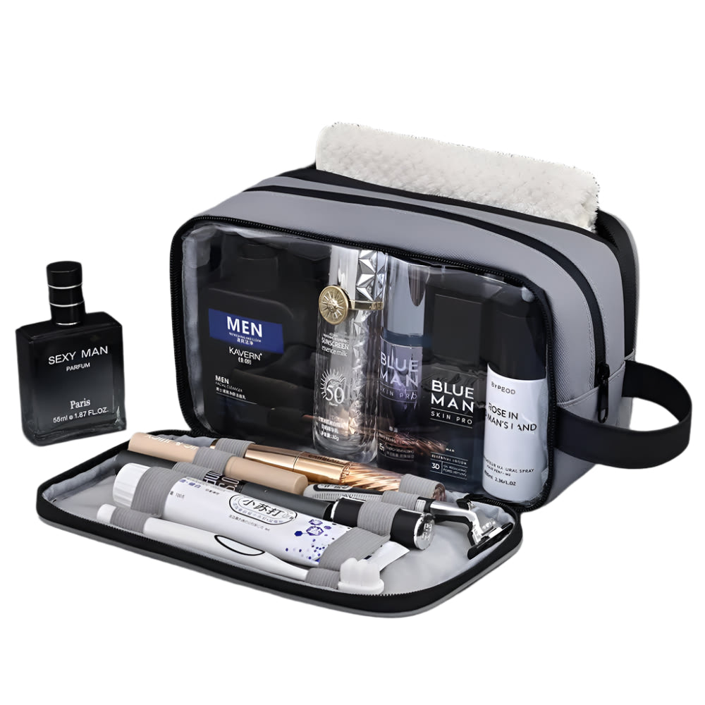 Elosung Grey Elite Series 3 Layer Large Capacity Men's Toiletry Bag Portable Travel Cosmetic Organizer With Premium Design Makeup Bags & Cases