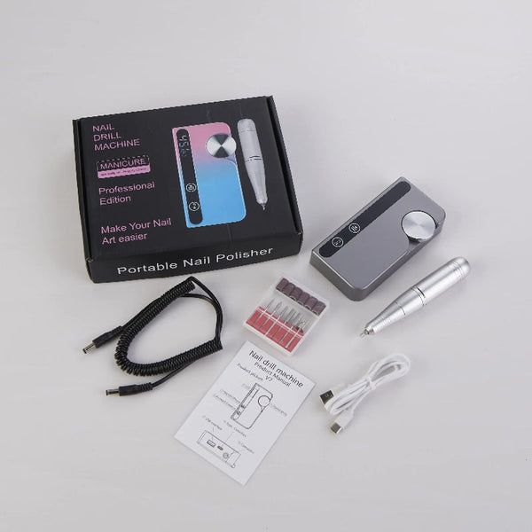 Elosung Grey Portable Rechargeable Electric Nail Drill Professional Polishing Machine For Beauty Salons Electric Files & Tools