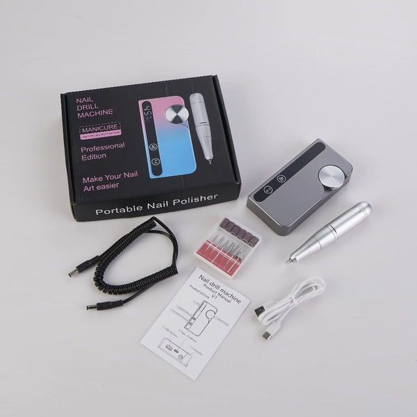 Elosung Blue Pink Portable Rechargeable Electric Nail Drill Professional Polishing Machine For Beauty Salons Electric Files & Tools