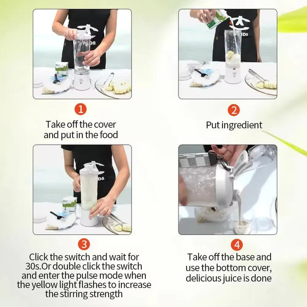 Elosung Green 600Ml Large Capacity Juicer Cup Rechargeable Portable Multifunctional Ice Crushing & Fruit Blender Juicers