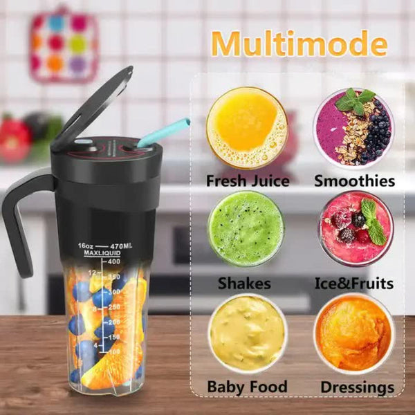 Elosung White Portable Juicer Cup With Straw Usb Rechargeable 6 Blade Blender Multi Function Maker For Travel And Outdoor Use Juicers