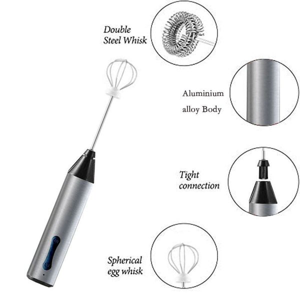 Elosung Rechargeable Electric Milk Frother Handheld Foam Maker Coffee Frothing Wand Whisk For And Baking Milk Frothers