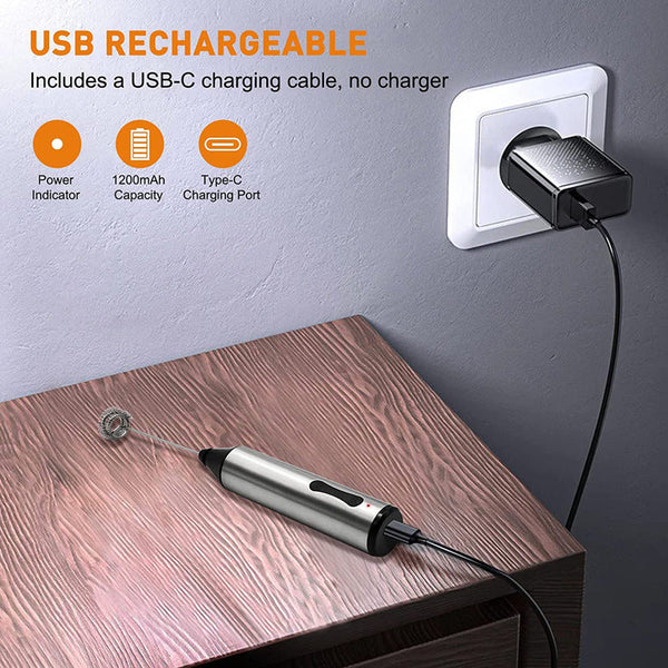 Elosung Rechargeable Electric Milk Frother Handheld Foam Maker Coffee Frothing Wand Whisk For And Baking Milk Frothers