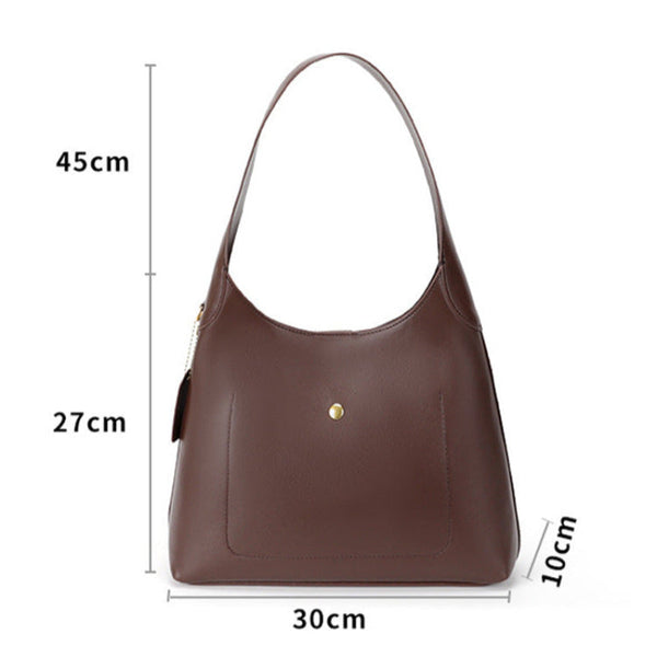 Elosung Brown Oil Wax Leather Style Casual Shoulder Bag Versatile Handbag And Crossbody Tote For Women Women's Bags & Handbags