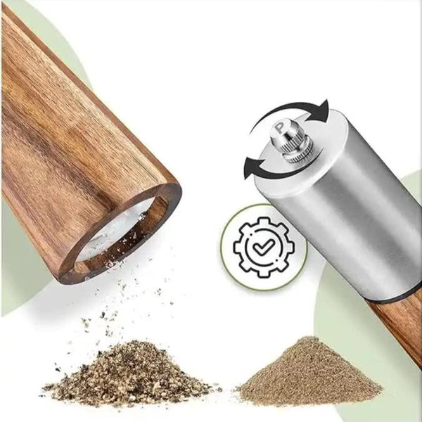 Elosung Gold Acacia Wood Pepper Grinder Manual Multi Purpose Spice Mill Kitchen Seasoning Tool Salt & Pepper