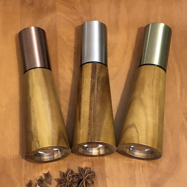 Elosung Gold Acacia Wood Pepper Grinder Manual Multi Purpose Spice Mill Kitchen Seasoning Tool Salt & Pepper