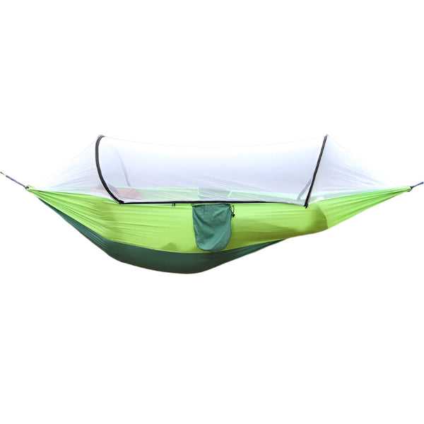 Elosung Green Outdoor Camping Hammock With Mosquito Net Anti Tip Nylon Fabric Single/Double Person Quick Setup Hammocks