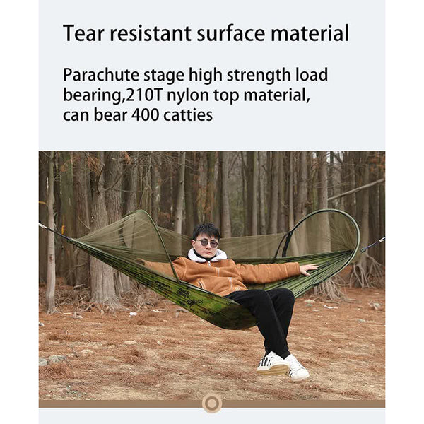 Elosung Green Outdoor Camping Hammock With Mosquito Net Anti Tip Nylon Fabric Single/Double Person Quick Setup Hammocks