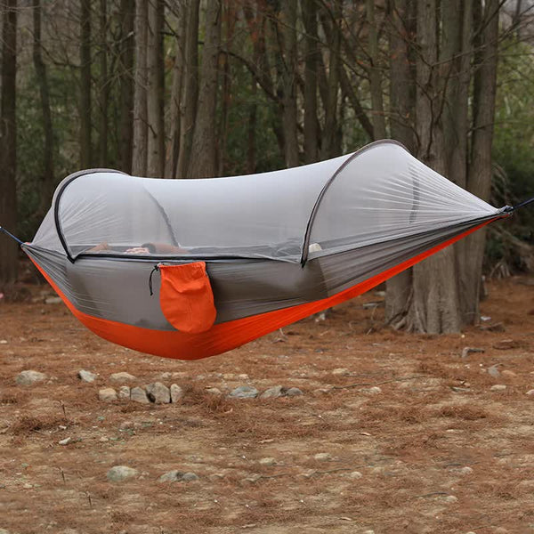Elosung Red Outdoor Camping Hammock With Mosquito Net Anti Tip Nylon Fabric Single/Double Person Quick Setup Hammocks