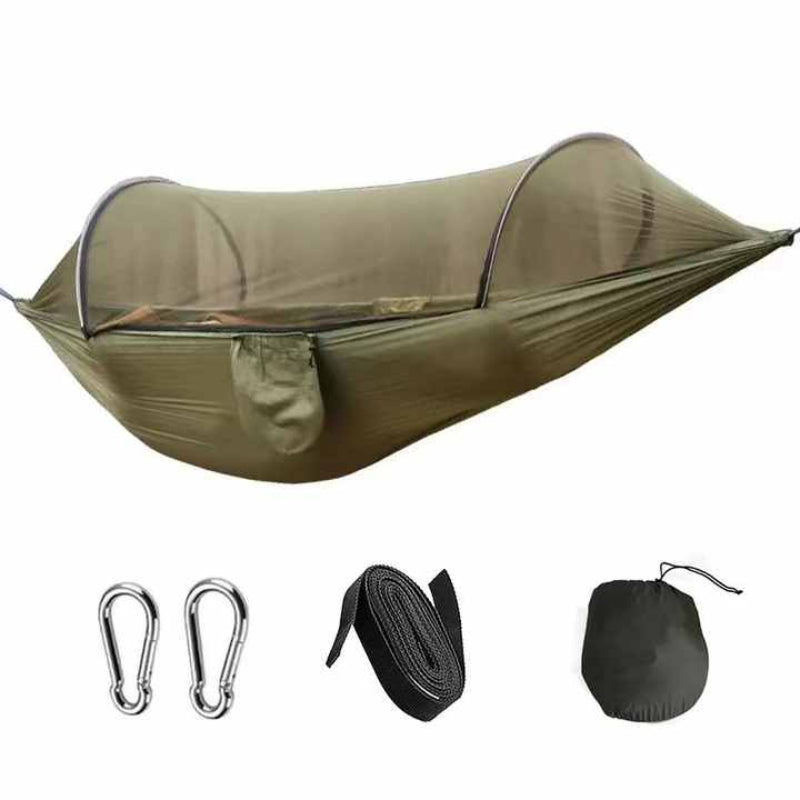 Elosung Red Outdoor Camping Hammock With Mosquito Net Anti Tip Nylon Fabric Single/Double Person Quick Setup Hammocks