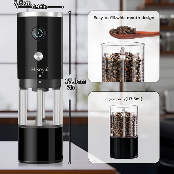 Elosung Electric Pepper Grinder Automatic Gravity Spice Mill For Black Sea Salt Coffee Beans And More Salt & Pepper