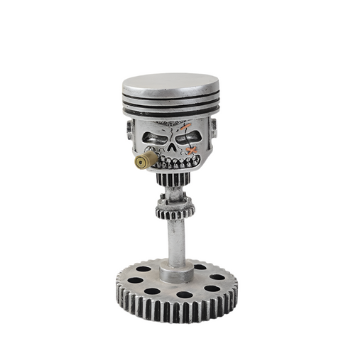 Elosung Piston Skull Face Sculpture Resin Gear Decor Style Home Decoration Other Home Décor