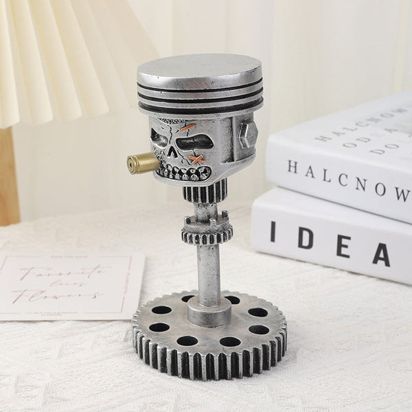 Elosung Piston Skull Face Sculpture Resin Gear Decor Style Home Decoration Other Home Décor