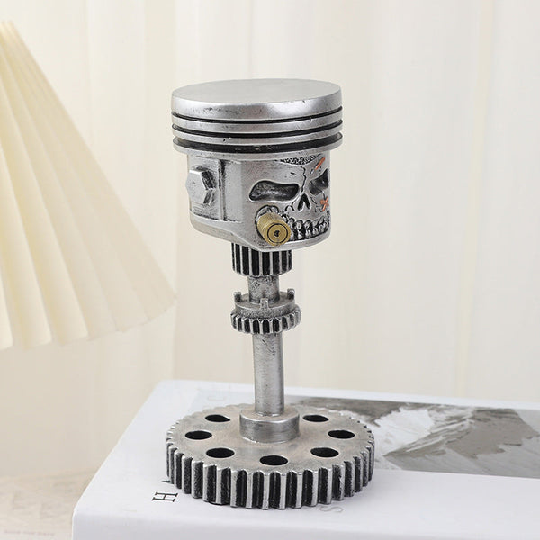 Elosung Piston Skull Face Sculpture Resin Gear Decor Style Home Decoration Other Home Décor