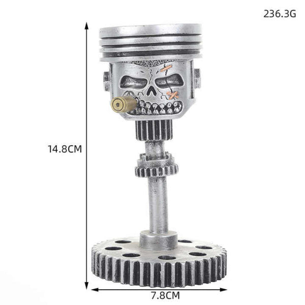 Elosung Piston Skull Face Sculpture Resin Gear Decor Style Home Decoration Other Home Décor