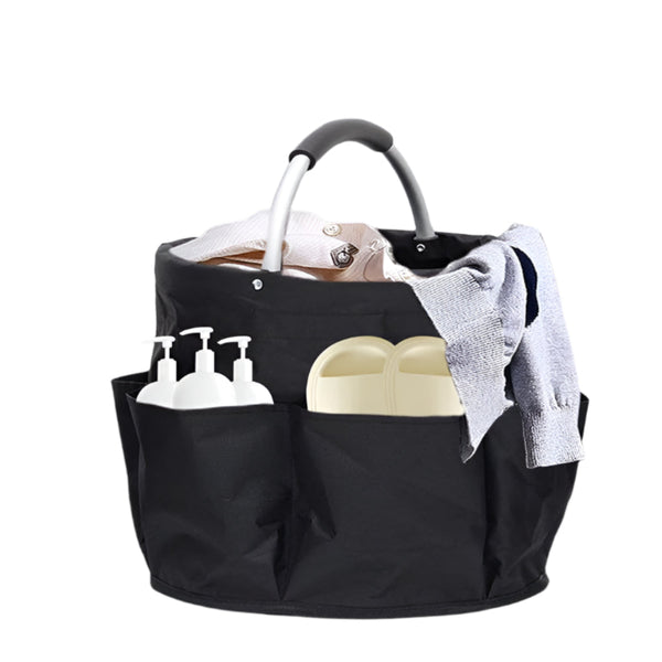 Elosung Black Portable Picnic Basket Foldable Outdoor Beach With Handle Multi Use Storage And Wash Bag Picnic Baskets & Backpacks