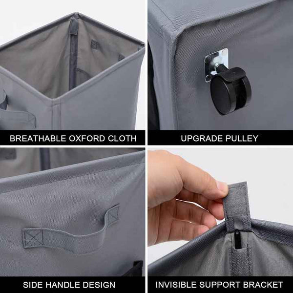 Elosung Dark Grey Foldable Yoga Storage Basket Oxford Fabric Laundry Hamper Multi Purpose Organizer For Toys And Bathroom Essentials Laundry Baskets &