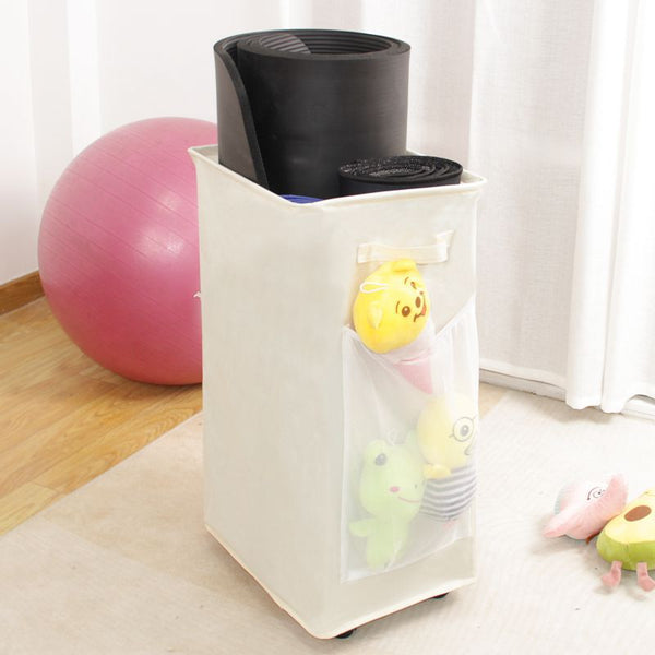 Elosung Black Foldable Yoga Storage Basket Oxford Fabric Laundry Hamper Multi Purpose Organiser For Toys And Bathroom Essentials Laundry Baskets & Ham