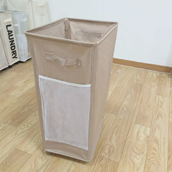 Elosung Khaki Foldable Yoga Storage Basket Oxford Fabric Laundry Hamper Multi Purpose Organizer For Toys And Bathroom Essentials Picnic Baskets & Back