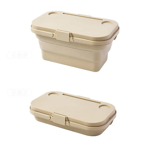 Elosung Ivory Foldable Outdoor Picnic Basket With Lid And Tabletop Camping Storage Box Car Friendly Organizer Picnic Baskets & Backpacks