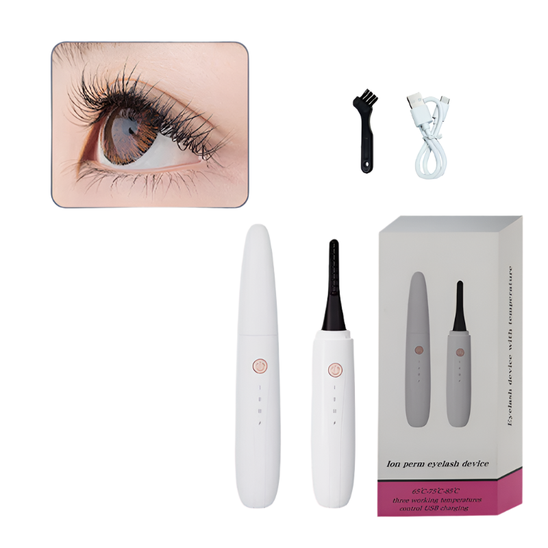 Elosung White Electric Heated Eyelash Curler Portable Makeup Tool For Long Lasting Lift And Style Eyelash Tools