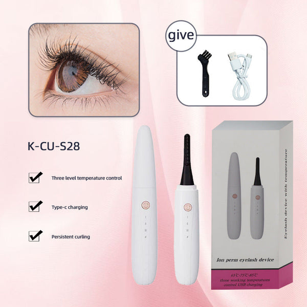 Elosung White Electric Heated Eyelash Curler Portable Makeup Tool For Long Lasting Lift And Style Eyelash Tools