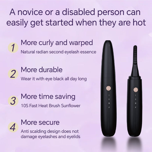 Elosung White Electric Heated Eyelash Curler Portable Makeup Tool For Long Lasting Lift And Style Eyelash Tools