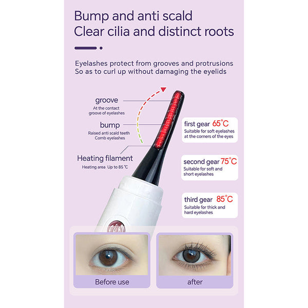 Elosung Pink Electric Heated Eyelash Curler Portable Makeup Tool For Long Lasting Lift And Style Eyelash Tools