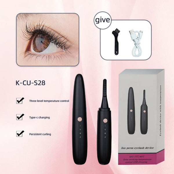 Elosung Black Electric Heated Eyelash Curler Portable Makeup Tool For Long Lasting Lift And Style Eyelash Extensions