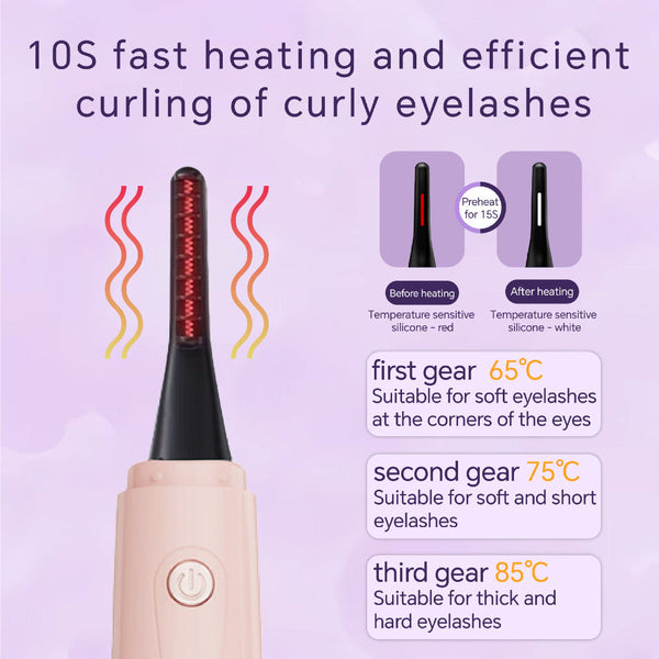 Elosung Black Electric Heated Eyelash Curler Portable Makeup Tool For Long Lasting Lift And Style Eyelash Extensions
