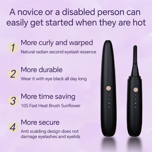 Elosung Black Electric Heated Eyelash Curler Portable Makeup Tool For Long Lasting Lift And Style Eyelash Extensions