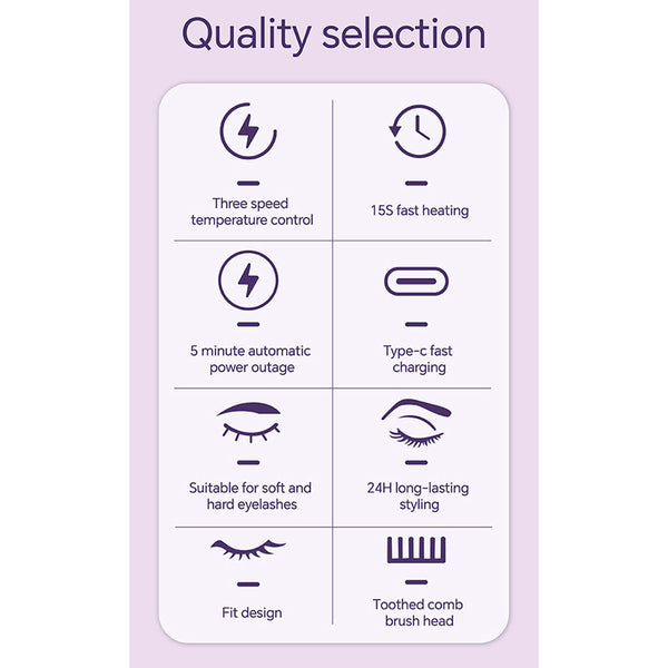 Elosung Black Electric Heated Eyelash Curler Portable Makeup Tool For Long Lasting Lift And Style Eyelash Extensions