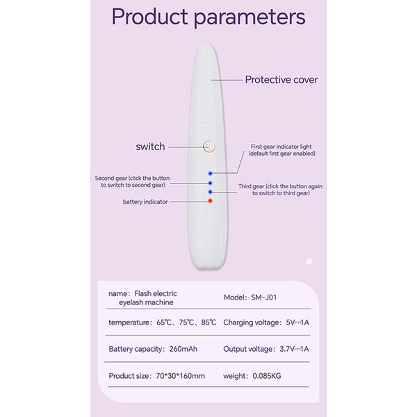 Elosung Black Electric Heated Eyelash Curler Portable Makeup Tool For Long Lasting Lift And Style Eyelash Extensions