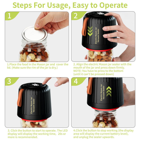 Elosung Electric Mason Jar Vacuum Sealer Kit Automatic Food Preservation System With Wine Stopper & Bags Vacuum Sealers