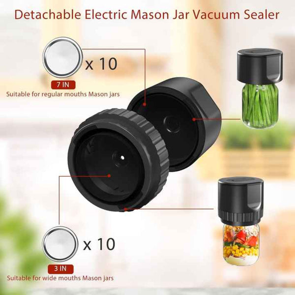 Elosung Black Automatic Electric Mason Jar Vacuum Sealer Compact Food Preservation Machine With Digital Display Vacuum Sealers