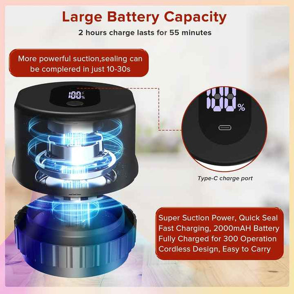 Elosung White Automatic Electric Mason Jar Vacuum Sealer Compact Food Preservation Machine With Digital Display Vacuum Sealers