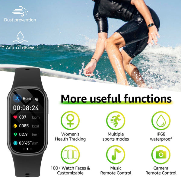 Elosung Black Smart Fitness Tracker With Bluetooth Calling Heart Rate Blood Pressure Oxygen And Sports Modes Smart Watches