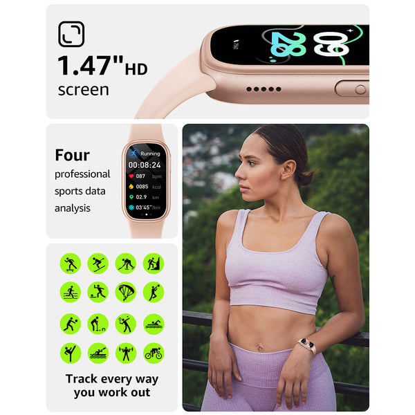 Elosung Black Smart Fitness Tracker With Bluetooth Calling Heart Rate Blood Pressure Oxygen And Sports Modes Smart Watches