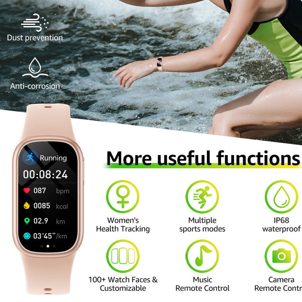 Elosung Pink Smart Fitness Tracker With Bluetooth Calling Heart Rate Blood Pressure Oxygen And Sports Modes Smart Watches