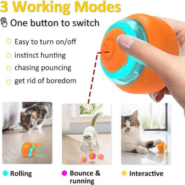 Elosung Interactive Electric Cat Toy Ball Rechargeable Smart Rolling Pet Cat Toys