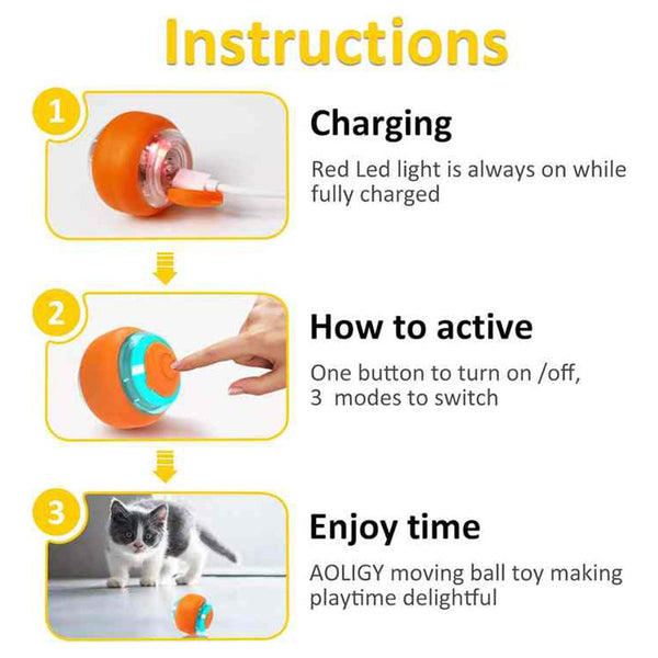Elosung Interactive Electric Cat Toy Ball Rechargeable Smart Rolling Pet Cat Toys