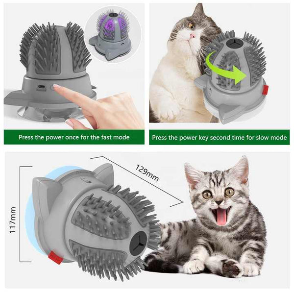 Elosung Electric Cat Massager Brush Catnip & Led Interactive Grooming Toy Cat Toys