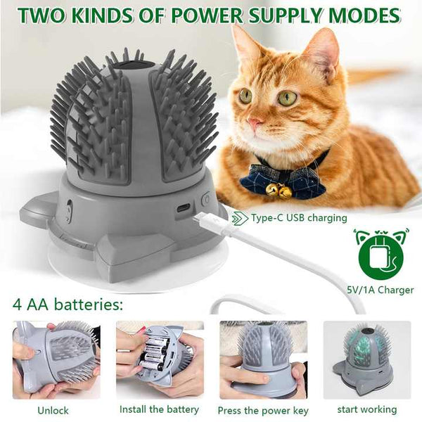 Elosung Electric Cat Massager Brush Catnip & Led Interactive Grooming Toy Cat Toys