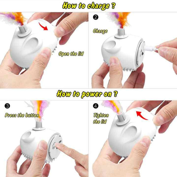 Elosung Interactive Cat Feather Toy With Led Lights Smart Motion Pet Playmate Cat Toys